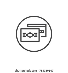 Debit and credit card line icon, outline vector sign, linear style pictogram isolated on white. Payment method symbol, logo illustration. Editable stroke