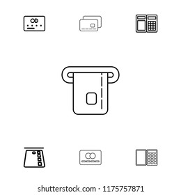 Debit icon. collection of 7 debit outline icons such as credit card, atm. editable debit icons for web and mobile.