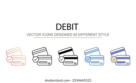 Diseño de icono de débito con fondo blanco