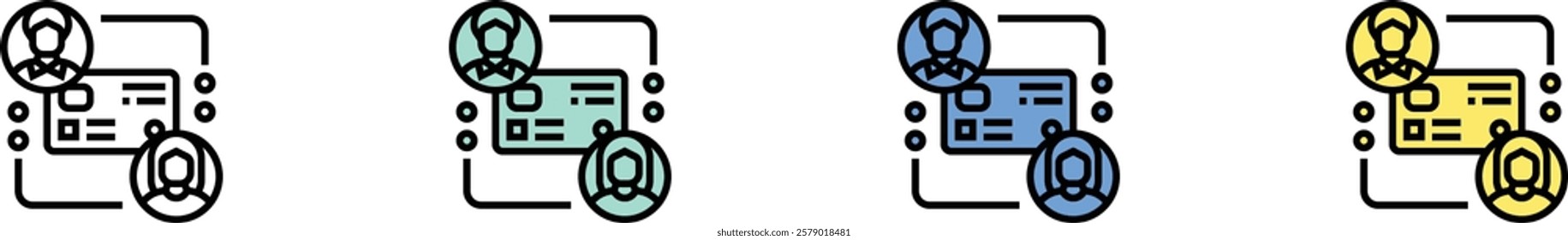 debit icon. Outline, Green, Blue and Yellow Style Design Isolated On White Background