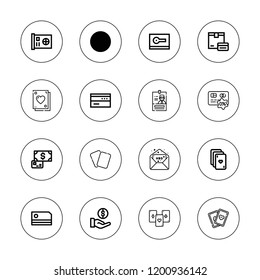 Debit icon set. collection of 16 outline debit icons with atm, card, cards icons.