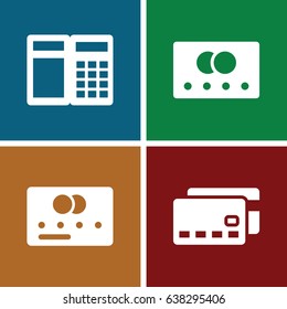 Debit icons set. set of 4 debit filled icons such as credit card
