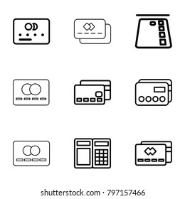 Debit icons. set of 9 editable outline debit icons such as credit card, atm