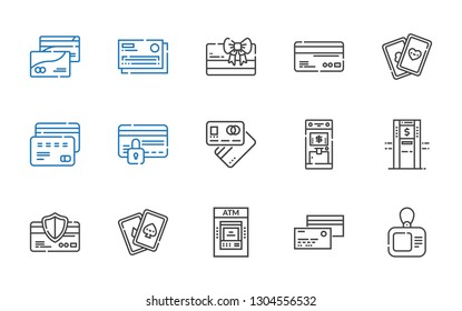 debit icons set. Collection of debit with card, credit card, atm, cards, debit card. Editable and scalable icons.