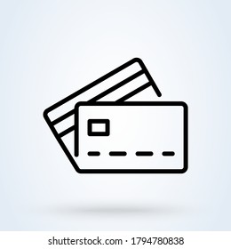 Debit Payment Icon in linear. Zahlung mit Kreditkarte dünnen Linie Symbol, Vektorgrafik. 