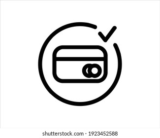 Debit payment icon in linear, outline icon isolated on white background