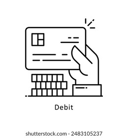 Debit vector  outline icon style illustration. Symbol on White background EPS 10 File