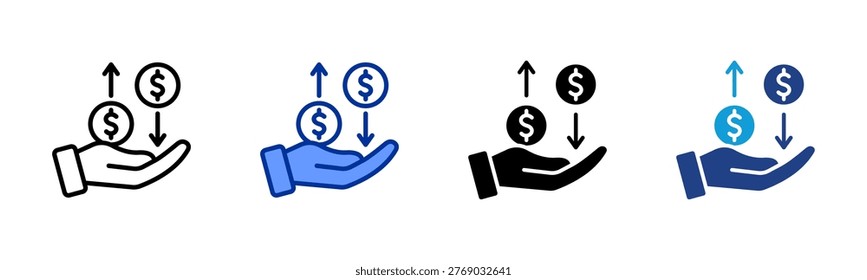 Debit web icon with multiple style collection