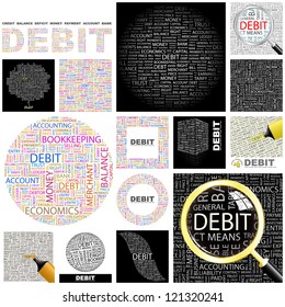 DEBIT. Word collage. GREAT COLLECTION.