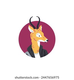 A debonair antelope in a sleek jacket. Vector illustration showcasing the elegant blend of wildlife and contemporary style.