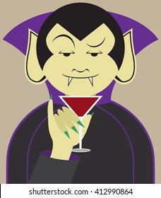 Debonair vampire preparing to sample his favorite drink