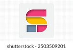 Debossed Typography S Letter Creative Logo, Stylish Colorful S Letter Minimal Inner Shadow Logo Sign, S Character Logo Symbol