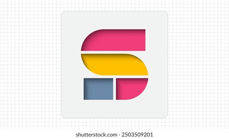 Debossed Typography S Letter Creative Logo, Stylish Colorful S Letter Minimal Inner Shadow Logo Sign, S Character Logo Symbol