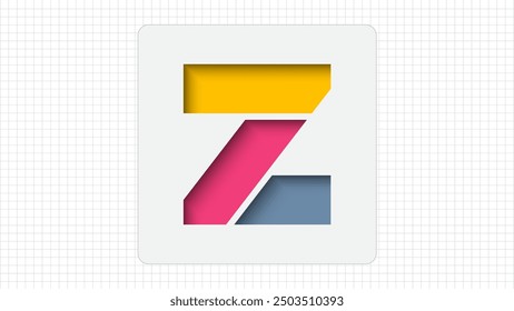 Logotipo creativo de la letra Z, signo de logotipo de sombra interior minimalista de la letra Z colorida con estilo, símbolo de logotipo de carácter Z