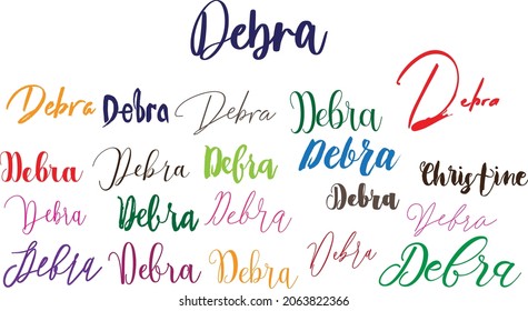 Debra Girl Name in Multi Fonts Typography Text