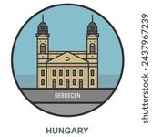 Debrecen. Cities and towns in Hungary. Flat landmark