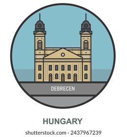 Debrecen. Ciudades y pueblos en Hungría. Punto de referencia plano