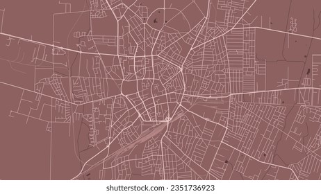 Mapa de Debrecen, afiche de mapa de calles rojas, ciudad de Hungría