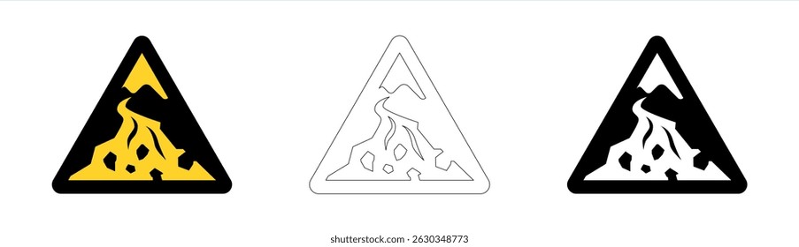 Aviso de área de fluxo de detritos em formato vetorial