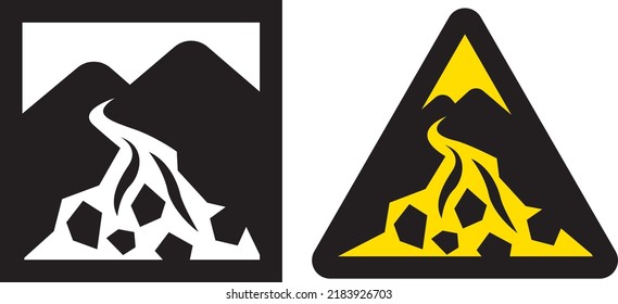 Debris flow caution sign vector