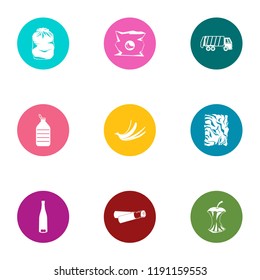 Debris icons set. Flat set of 9 debris vector icons for web isolated on white background