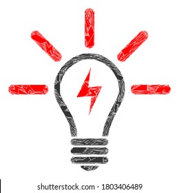 Debris-Mosaik-Glühbirne-Symbol Elektrische Glühbirnen Mosaik Symbol von Trümmern, die unterschiedliche Größen, Positionen und Farbtöne haben. Vektorgrafik-Kollektion für abstrakte Bilder.