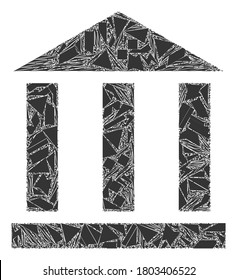 Debris mosaic library building icon. Library building mosaic icon of shards items which have variable sizes, and positions, and color tints. Vector collage for abstract images.