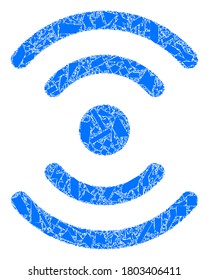 Debris mosaic radio source icon. Radio source collage icon of shards items which have different sizes, and positions, and color shades. Vector collage for abstract images.