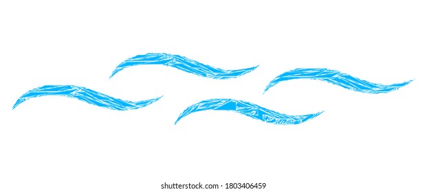Debris mosaic water surface icon. Water surface collage icon of debris items which have variable sizes, and positions, and color tones. Vector collage for abstract images.