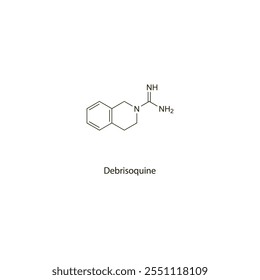 Debrisoquina estrutura molecular esquelética plana Medicamento bloqueador alfa usado no tratamento da hipertensão. Diagrama científico de ilustração vetorial.