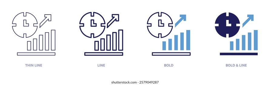 Debt analysis icon in 4 different styles. Thin Line, Line, Bold, and Bold Line. Duotone style. Editable stroke.