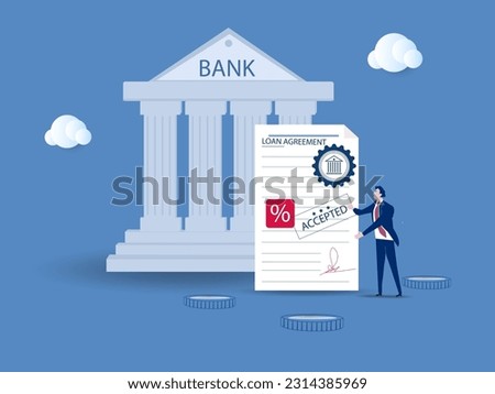 Debt or bank loan responsible to pay back with interest rate, legal money credit or borrowing document with signature concept, businessman signing signature on obligation banking document.