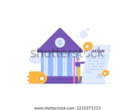 debt or bank loans. obligation to pay. legal money credit or borrowing documents. businessman signing a letter of agreement for a loan of money. concept illustration designs. graphic elements