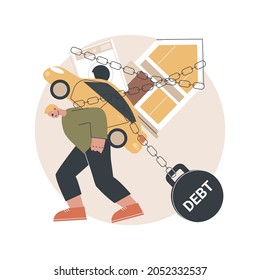 Debt burden abstract concept vector illustration. Public debt, mortgage burden, student loan forbearance, future generation problem, monthly credit payment, developing countries abstract metaphor.