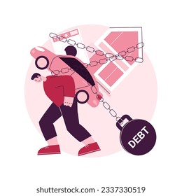 Debt burden abstract concept vector illustration. Public debt, mortgage burden, student loan forbearance, future generation problem, monthly credit payment, developing countries abstract metaphor.