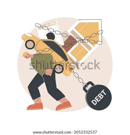 Debt burden abstract concept vector illustration. Public debt, mortgage burden, student loan forbearance, future generation problem, monthly credit payment, developing countries abstract metaphor.