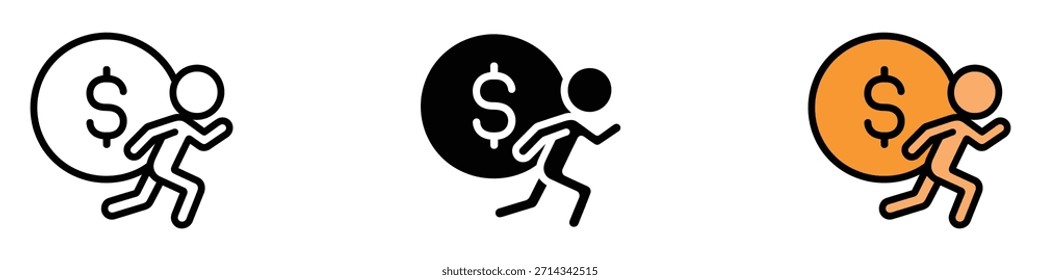 Symbolvektor "Schuldenlast". Finanzen, Wohlstand, Symbol für Unternehmenswachstum. Vektorgrafik.