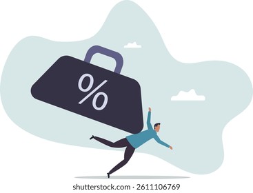 Debt burden risk from high interest rate, FED or federal reserved rate hike cause heavy loan or mortgage payment,character for design.