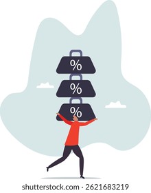 Debt burden risk from high interest rate, FED or federal reserved rate hike cause heavy loan or mortgage payment.character for design.