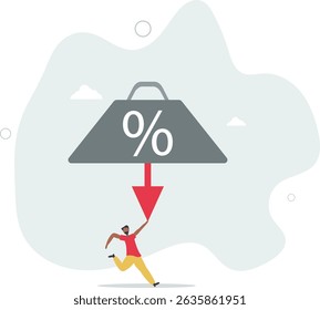 Debt burden risk from high interest rate, FED or federal reserved rate hike cause heavy loan or mortgage payment, economic recession concept. character life .