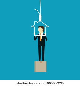 A lot of debt from buying a home worries, Vector illustration in flat style