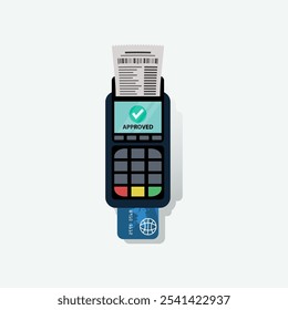 Debt card transaction in EDC machine approved vector illustration 
