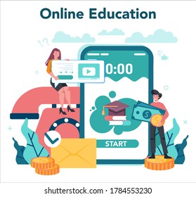 Debt collector online service or platform. Pursuing payment of debt owed by person or businesses company. Online education. Vector illustration in cartoon style