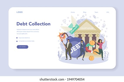 Debt collector web banner or landing page. Pursuing payment