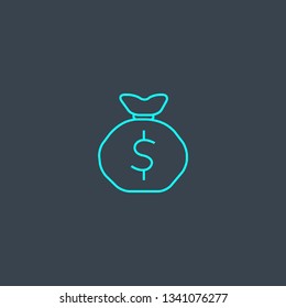 Debt concept blue line icon. Simple thin element on dark background. Debt concept outline symbol design. Can be used for web and mobile UI/UX