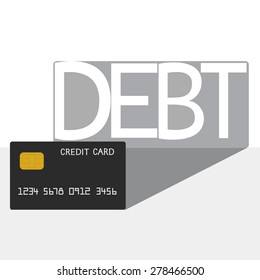Debt concept . Credit card debt shadow. Vector Illustration.