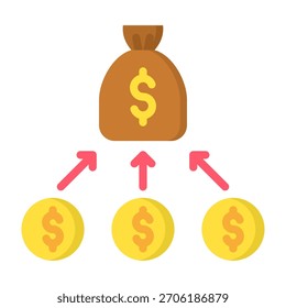 Icono de consolidación de deuda Ilustración vectorial de diseño plano