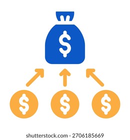 Ícone Consolidação de Débito Cor Sólida Design Vetor Ilustração