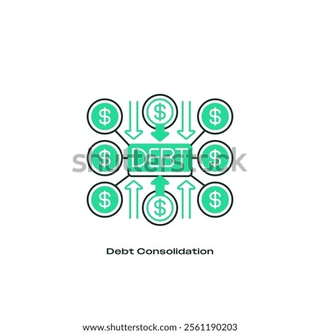 Debt Consolidation Line Icon. linear style sign for mobile concept and web design. Outline vector icon.