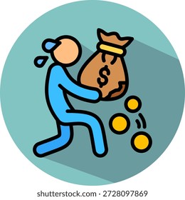 Debt Crisis Icon isometric Vector Illustration